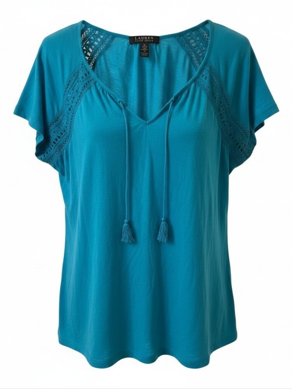 LAUREN Ralph Lauren Teal  Short Sleeve